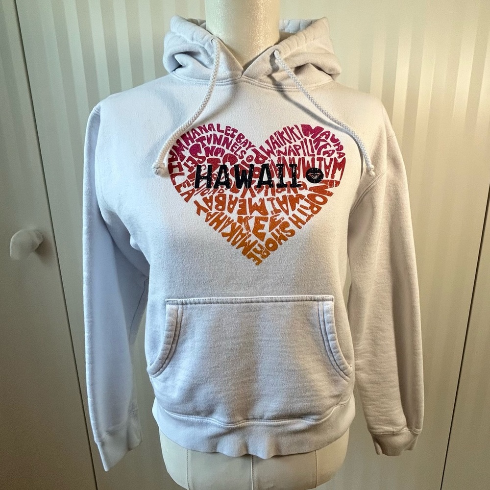 Roxy white pink orange Hawaii hoodie Size S